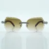 Nieuw product dubbele rij diamantgeslepen zonnebril 8300817 natuurlijk tijgerhout pootmaat 60-18-135 mm