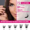 FALSE EYGRASS CLUSTER LASHES 72st individuella kluster Eyelash Extensions Diy Wispy Fluffy Lash Extension Kit återanvändbar