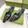 ارتداء أحذية Gu ccidesigner slingbacks عالية الكعب نساء الدانتيل الصندل حتى أحذية القطع الضحلة 7.5 سم