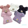 Gorro tejido de diseñador para niños y niñas, gorros bonitos para niños, gorros cálidos con pompón, gorro de invierno para niños