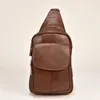 Bag 2024 Genuine Leather Chest Top Layer Cowhide Men's Shoulder Diagonal Crossbody Fashion Punch Purse