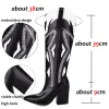 Boots Cowgirl Western Boots for Women Borduurselplatform Chunky High Heel Trendy Designer Vintage Shoes Women High Booties Winter