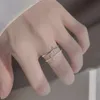 Dubbelskikt kvinnlig nischdesign silverpläterad ring med justerbar öppning