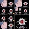 Cluster Anneaux vintage Ring 925 Sier bijoux avec Ruby Zircon Gemstone Open Finger for Women Wedding Party Gifts Accessories Cluster D Dhiu5