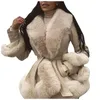 Damskie modne parki z sztucznym futrem swobodne koronkowe kobiety z długim rękawem kobiety zimowe kurtki 2024 Casaco feminino