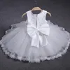 Baby Girls Princess Dress Long Sleeve 1st Year Birthday Vestido White Lace Spädbarnsklänning Dop Party Född dopkläder 240311