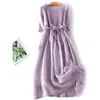 Casual Dresses Women's Cotton And Linen Solid Summer Dress With Pockets Short Day Womens For Beach