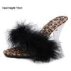 Vestido sapatos shuzumiao sandálias 2020 Ladies chinelos de verão saltos altos moda leopard estampestas chinelos de pele grande 43 h240321t4cy8wkf