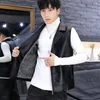 Gilet da uomo Giacca senza maniche moda vintage in pelle Pu per uomo Gilet di tendenza primavera autunno Abbigliamento maschile da strada punk tutto-fiammifero di qualità