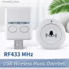 Doorbells Music wireless doorbell USB wireless doorbell home battery powered intelligent doorbell with remote control waterproof ring doorbellY240320