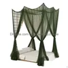 Mosquito Net Y Four Door Kingqueen Double Size Single łóżko Zapobiegaj owadom Outdoor Square Grace White Canopy Drop Garden T DHGK9