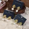 Dangle Earrings Natural Freshwater Pearl Baroque Copper Plated Real Gold Vintage S925 Sterling Silver Needle Wholesale