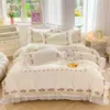 Set di biancheria da letto Principessa coreana Volant in pizzo Set Morbido sulla pelle 200X230 cm Copripiumino 1.5M/1.8M/2M Gonna Copriletto Federa