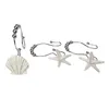 12 unids/set diseño de concha rodillo para cortina de ducha anillos concha estrella de mar ganchos de baño cortina Tieback F2024219