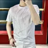 T-shirt da uomo 2023 T-shirt da uomo leggera di lusso con temperatura Nuova manica corta irregolare Versione di tendenza della moda di alta qualità Abbigliamento da uomo J240319