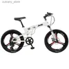 Bikes Ride-Ons High Carbon Steel Foldab Bicyc with Dual Disc Brake Outdoor Mountain Bike Students to Ride Doub-sided Pedals Dropshippin L240319