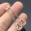 Gioielli di lusso Orecchini Qeelins Orecchini lunghi di zucca rossa Orecchini lunghi in argento sterling 925 placcato oro 18k intarsiato in agata rossa