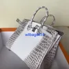 Tote Bags Himalaya Crocodile Handbag Genuine Crocodile Skin Custom Womens Bag French Hand Sewn Bag Himalayan Portable Platinum Bag Nile Croc have logo HBYPD4