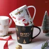 Tazze 2024 Caffè di Natale 500Ml Grande capacità Regalo creativo Tazza di tè al latte in ceramica Bere Decorazione della casa P12