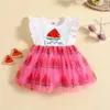 Girl Dresses VISgogo Baby Girls Summer Dress Watermelon Print Mesh A-Line Princess For Beach Party Cute Clothes