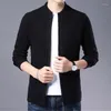 Maglioni da uomo Cardigan in lana di pecora spessa Autunno Inverno Cerniera Casual Maschile puro Maglieria Manica lunga Cappotto caldo lavorato a maglia