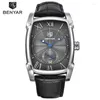 Montres-bracelets BENYAR Montre en cuir pour hommes Mode Sport Quartz Marque Casual Carré Étanche Relogio Masculino