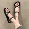 Topp platta sandaler för kvinnor sommarsandal kvinnor mode crossover flip flop flops romersk stil casual utomhus strandskor 240228