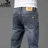 Family h Licht luxe modemerk High-end jeans Heren Comfortabel Vrije tijd Ademend Elastisch Rechte buis Lange broek Lente en