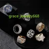 Hiphop 925 Pierścień gwiazdy Silver Moissanite Genialne okrągłe cięcie moissanite diamentowy pierścień Moissanite