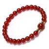 Bracciale con perline rotonde in pietra naturale di agata rossa Anello in oro Braccialetti di amicizia con pietre preziose curative per gioielli di moda da donna