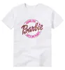 Stilig barbie tema o-hals tryckt kort ärm kvinnor t-shirt 100% bomull lätt slitage damer tröja