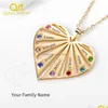 Pendant Necklaces Personalized Heart Birthstone Name Necklace/Custom Engrave 18 Names Chain Charm Stainless Steel Jewelry Mothers Dr Dhkvm