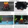 Aquarium Volcano Ornament with LED Lamp Air Stone bubbler Fish Tank Decorations Oxygenation Tools Landscaping Simulation Decor 240305