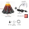 Aquarium Volcano Ornament with LED Lamp Air Stone bubbler Fish Tank Decorations Oxygenation Tools Landscaping Simulation Decor 240305