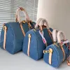 Sac fourre-tout design Sac d'oreiller en denim Sacs à main à bandoulière Sac de voyage de week-end Sac à bandoulière classique avec vieille lettre de fleur Poignée en cuir Sac à main de shopping à longue sangle amovible