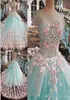 Мятно-зеленые платья Quinceanera с 3D цветочной аппликацией и вышивкой из бисера, многоуровневое платье принцессы Sweet 15 16, бальное платье для выпускного вечера на заказ2047133