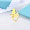 Bague tiffancy Conception de bague papillon : cadeau de vacances idéal pour les couples, style personnalisé, fabriquée en acier inoxydable 18 carats