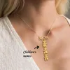 Pendentif Colliers Personnalisé Inlay Maman Collier avec Enfants Charme Cadeau Enfants Charmes Noms Bijoux Personnalisés