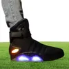 Retour aux futures chaussures Cosplay Marty McFly Sneakers Chaussures LED Light Glow Tenis masculino adulo Cosplay chaussures rechargeables LJ2014427558