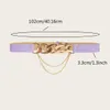 Belts Elastic Belts With Chain Decor For Women Elastic Belt Faux Leather Stretchy Metal Buckle Fabric Cinch Waist Belts For Women