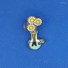 Brooches High-quality Cute Daisy Vase Brooch Experimental Pin Science Bong Flower Art Addition Sweet Valentine's Day Girls Gift