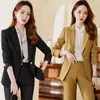 Women's Two Piece Pants Yellow Small Suit Outfit 2024 Autumn And Winter Fashion Slim-Fitting Work Clothes Wine Red Workwear Long Sleeve