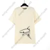 Tik Tok influencer hetzelfde designermerk puur katoen Broken Tail Shark T-shirt met korte mouwen voor heren en dames High Street Zomer Casual losse ronde hals