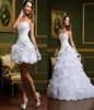 New vestido de noiva White Ball Gown Wedding Dresses Strapless Sweetheart Pickups Removable Skirt Arabic Mini Short Bridal Gowns5092605