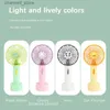 Electric Fans Small fan handheld portable fan with LED lights USB charging long battery life silent suitable for Office desktopsY240320