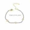 Bangle minimale delicate sieraden wit paars roze dunne tennis Cz ketting pastel Colorf elegantie vrouwen goud gevuld minnaar cadeau armband Dhqk3