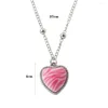 Pendant Necklaces Pink Leopard Print Heart Necklace Temperament Heart-shaped Stone Choker For Women Jewelry Accessories