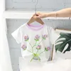 Kinder Mädchen Blumen T-Shirts Ankunft Kinder Sommer Floral Baumwolle Tops Baby Mädchen Niedliche Kleidung Baby Mädchen Lila Tops 240318