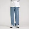 Мужские джинсы 2024 Корейская мода Мешковатые классические унисекс Мужские прямые джинсовые широкие брюки Хип-хоп Мешковатые Голубой Серый Черный