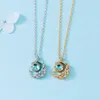 Pendant Necklaces Silver Plated Moon Shining CZ Crystal Necklace Exquisite Elegant Women Rhinestone Fashion Clavicle Chain Jewelry